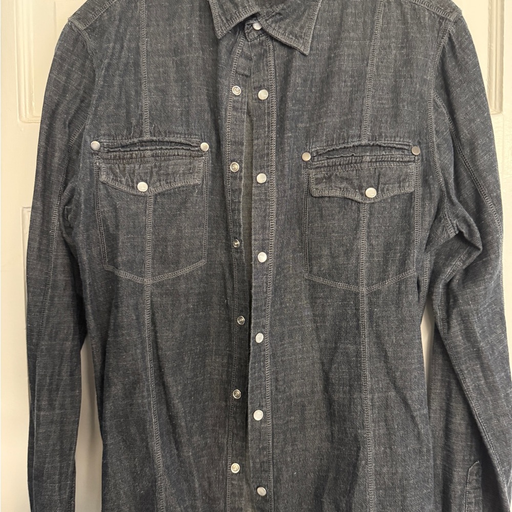 Men's Gray Black Denim Shirt - Medium by Black
